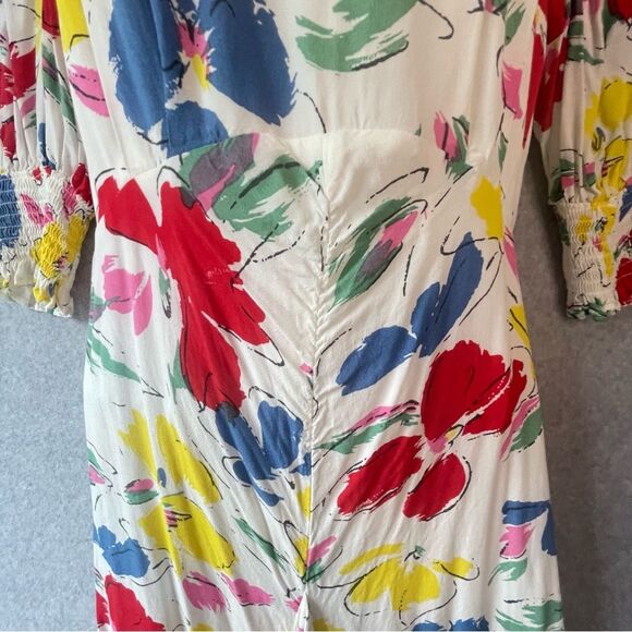 RIXO Red and Yellow Mock Neck Sundress with Puff Sleeves Y2k sz. 4 - Picture 10 of 16